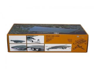 Autotransporter Anhänger Ellebi  silber Laudoracing 1:18 Resinemodell (Türen, Motorhaube... nicht zu öffnen!)